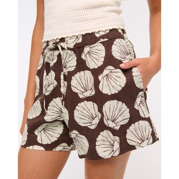 NWT Abercrombie and Fitch Mid Rise Linen-Blend Pull-On Short - Picture 2 of 9